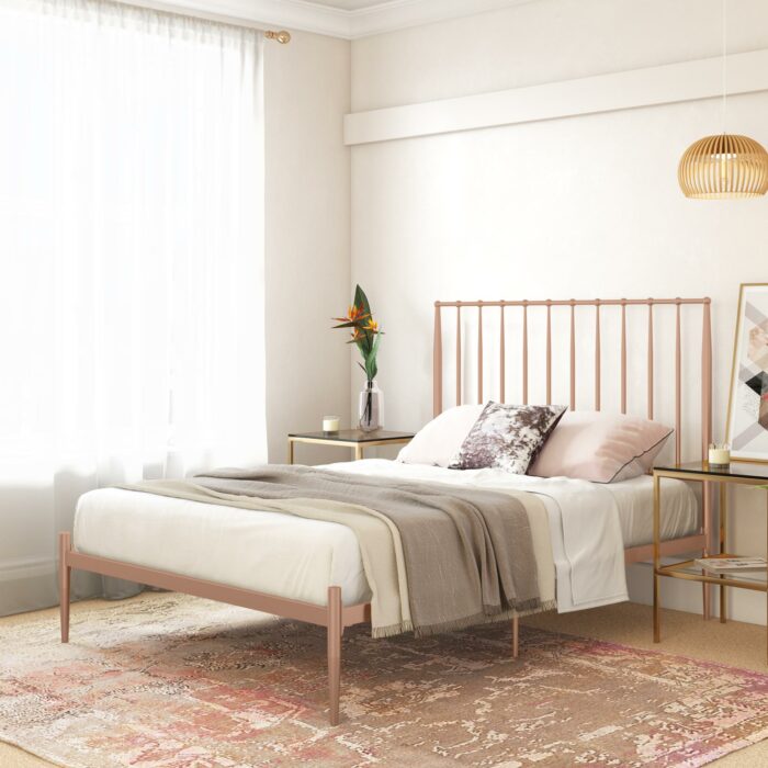 Dorel Giulia Modern Metal Bed - Double - Millennial Pink-30890
