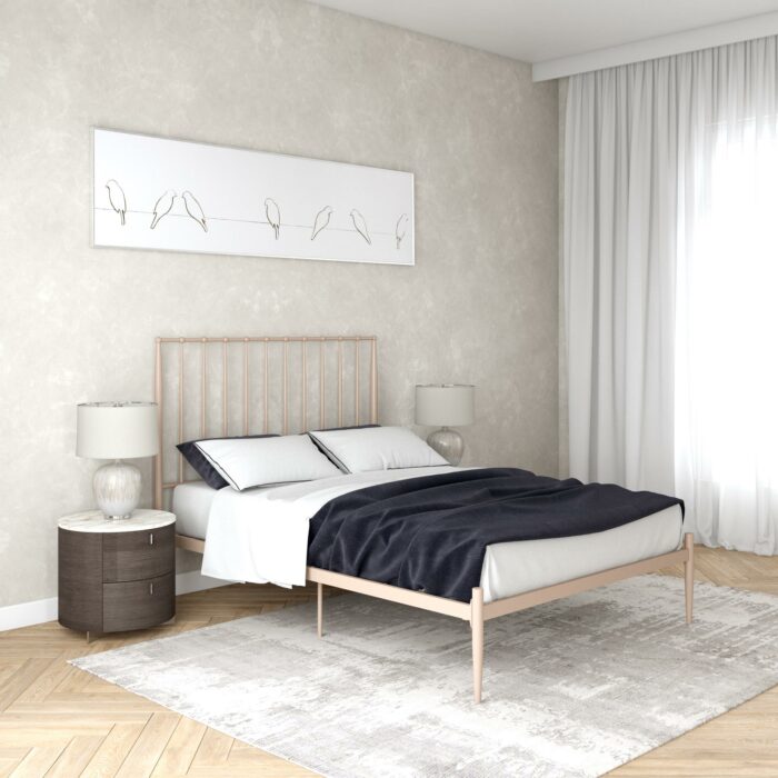 Dorel Giulia Modern Metal Bed - Double - Millennial Pink-30882
