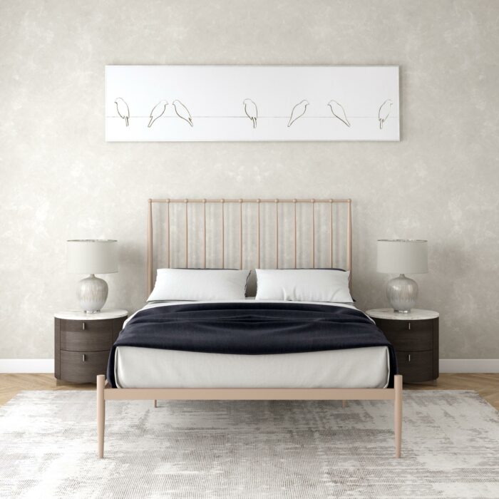 Dorel Giulia Modern Metal Bed - Double - Millennial Pink-30885