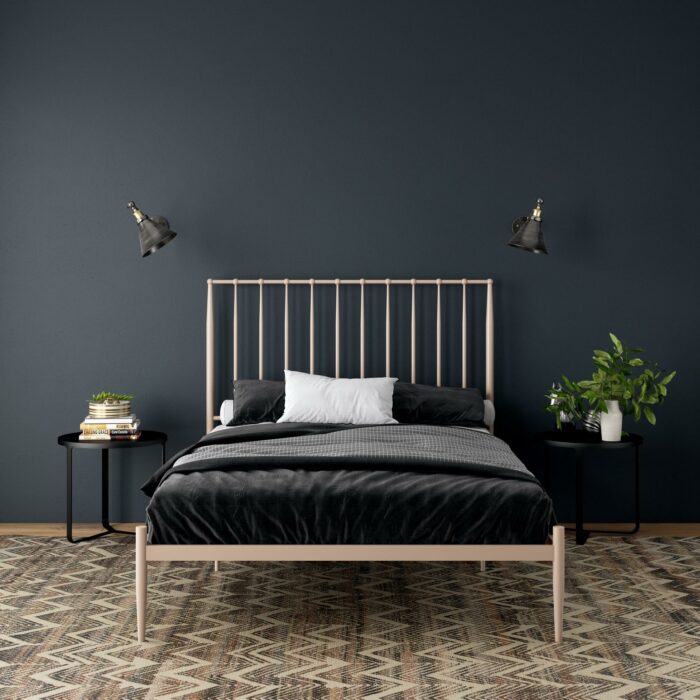 Dorel Giulia Modern Metal Bed - Double - Millennial Pink-30888