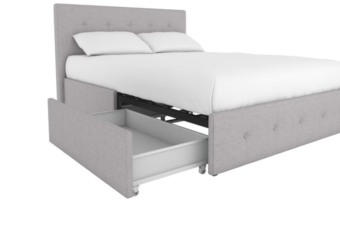 Dorel Rose Upholstered Linen Bed With Storage - Double - Grey-31267