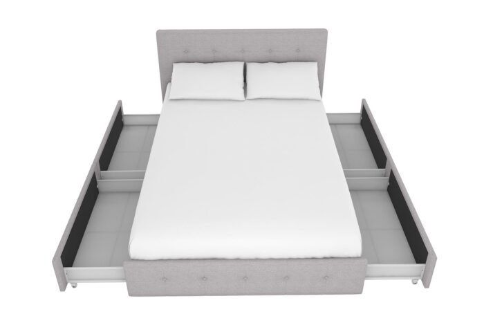 Dorel Rose Upholstered Linen Bed With Storage - Double - Grey-31264