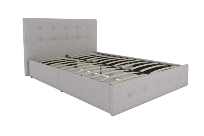 Dorel Rose Upholstered Linen Bed With Storage - Double - Grey-31270