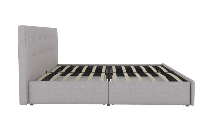 Dorel Rose Upholstered Linen Bed With Storage - Double - Grey-31266