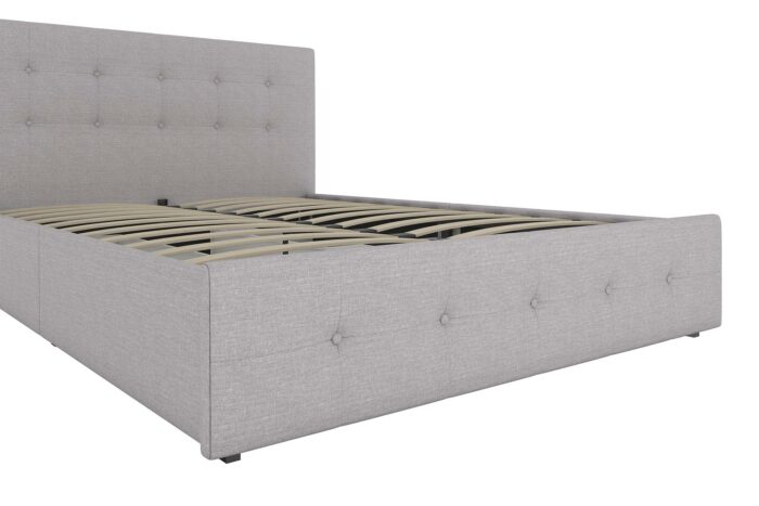 Dorel Rose Upholstered Linen Bed With Storage - Double - Grey-31277