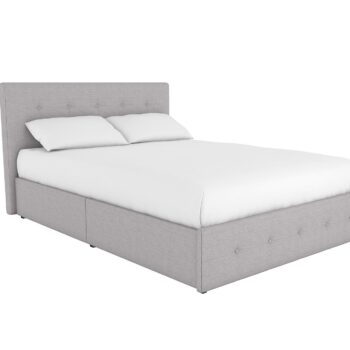 Dorel Rose Upholstered Linen Bed With Storage - Double - Grey-0
