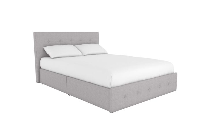 Dorel Rose Upholstered Linen Bed With Storage - Double - Grey-0