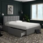 Dorel Rose Upholstered Linen Bed With Storage - King - Grey-31357