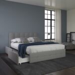 Dorel Rose Upholstered Linen Bed With Storage - King - Grey-31348