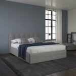 Dorel Rose Upholstered Linen Bed With Storage - King - Grey-31345