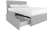 Dorel Rose Upholstered Linen Bed With Storage - King - Grey-31338