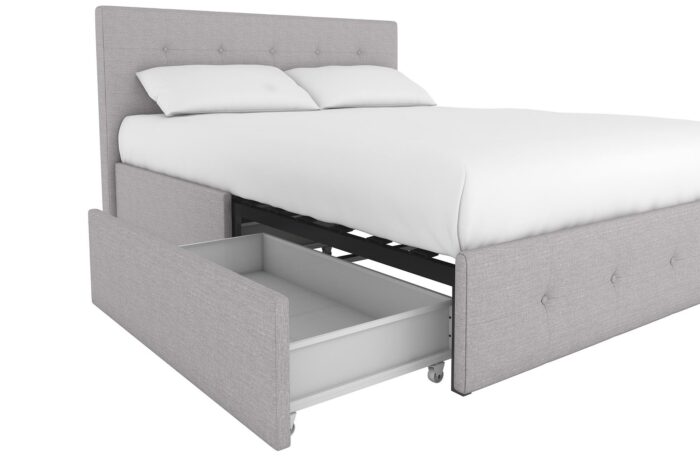 Dorel Rose Upholstered Linen Bed With Storage - King - Grey-31338