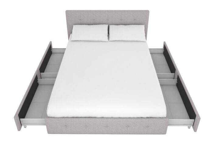 Dorel Rose Upholstered Linen Bed With Storage - King - Grey-31336