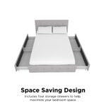 Dorel Rose Upholstered Linen Bed With Storage - King - Grey-31337