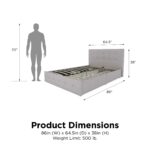 Dorel Rose Upholstered Linen Bed With Storage - King - Grey-31333