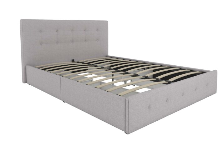 Dorel Rose Upholstered Linen Bed With Storage - King - Grey-31339