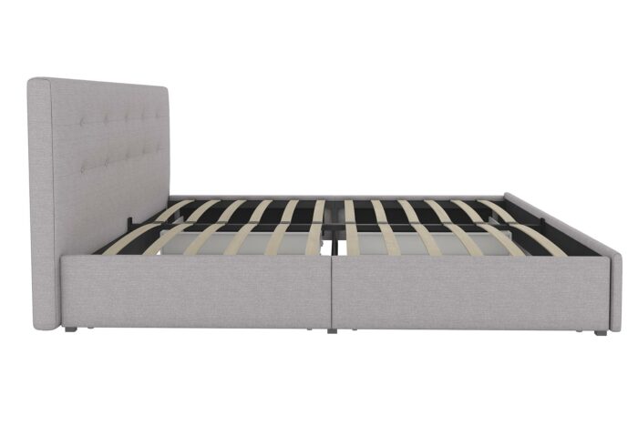 Dorel Rose Upholstered Linen Bed With Storage - King - Grey-31334