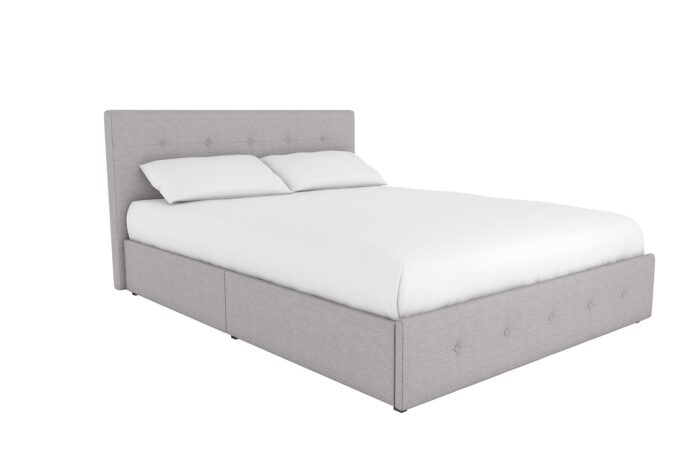 Dorel Rose Upholstered Linen Bed With Storage - King - Grey-0