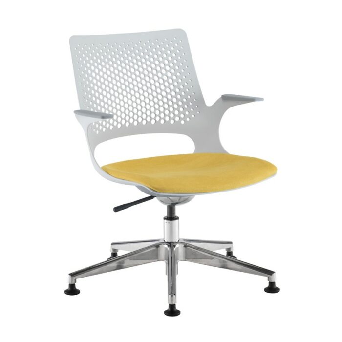 DAMS Solus designer operators chair with upholstered seat, chrome base, glides - made to order-28959