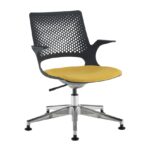 DAMS Solus designer operators chair with upholstered seat, chrome base, glides - made to order-0