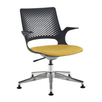 DAMS Solus designer operators chair with upholstered seat, chrome base, glides - made to order-0