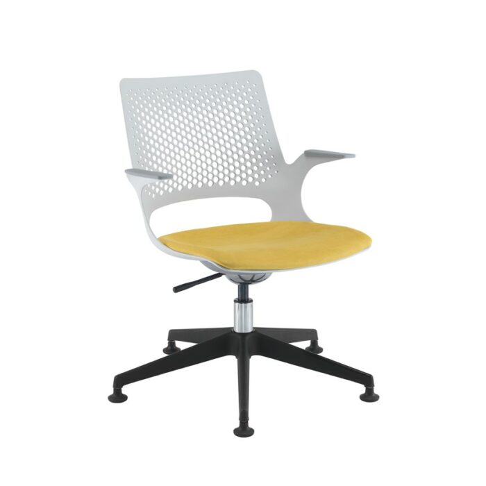 DAMS Solus designer operators chair with upholstered seat, black base, glides - made to order-28944