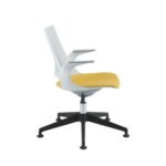 DAMS Solus designer operators chair with upholstered seat, black base, glides - made to order-28942