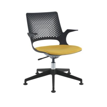DAMS Solus designer operators chair with upholstered seat, black base, glides - made to order-0
