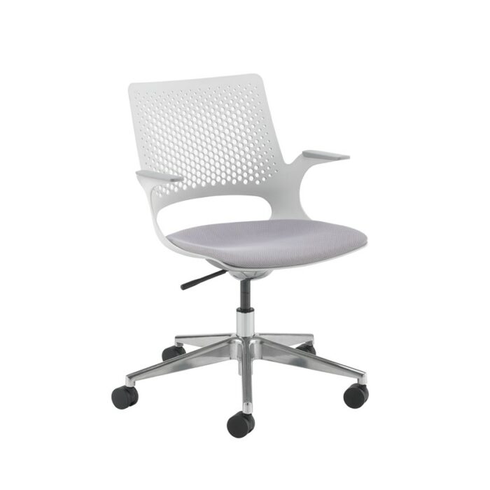 DAMS Solus designer operators chair with upholstered seat, chrome base, castors - made to order-28939