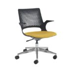 DAMS Solus designer operators chair with upholstered seat, chrome base, castors - made to order-0