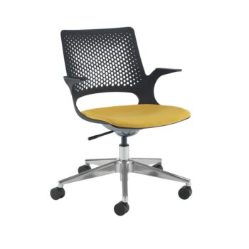 DAMS Solus designer operators chair with upholstered seat, chrome base, castors - made to order-0