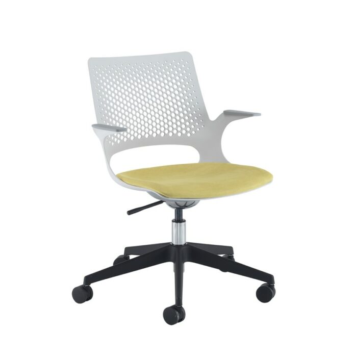 DAMS Solus designer operators chair with upholstered seat, black base, castors - made to order-28925