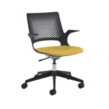 DAMS Solus designer operators chair with upholstered seat, black base, castors - made to order-0
