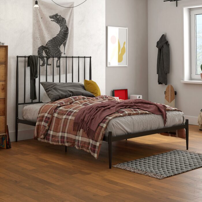 Dorel Giulia Modern Metal Bed - Double - Black-30939