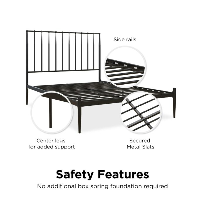 Dorel Giulia Modern Metal Bed - Double - Black-30928
