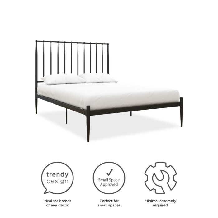 Dorel Giulia Modern Metal Bed - Double - Black-30922