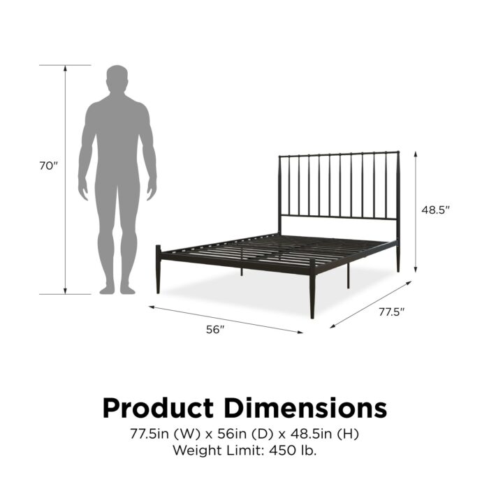 Dorel Giulia Modern Metal Bed - Double - Black-30923
