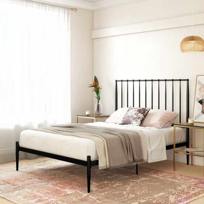 Dorel Giulia Modern Metal Bed - Double - Black-30937