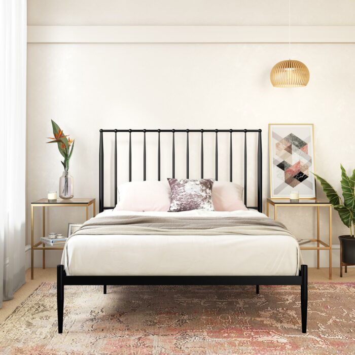 Dorel Giulia Modern Metal Bed - Double - Black-30935