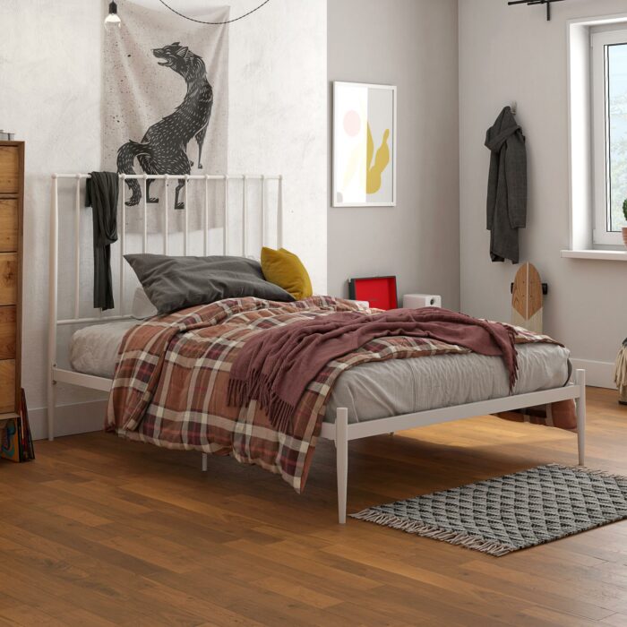 Dorel Giulia Modern Metal Bed - Double - White-30991