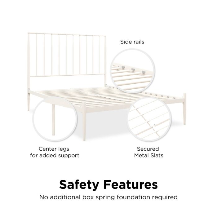 Dorel Giulia Modern Metal Bed - Double - White-30982