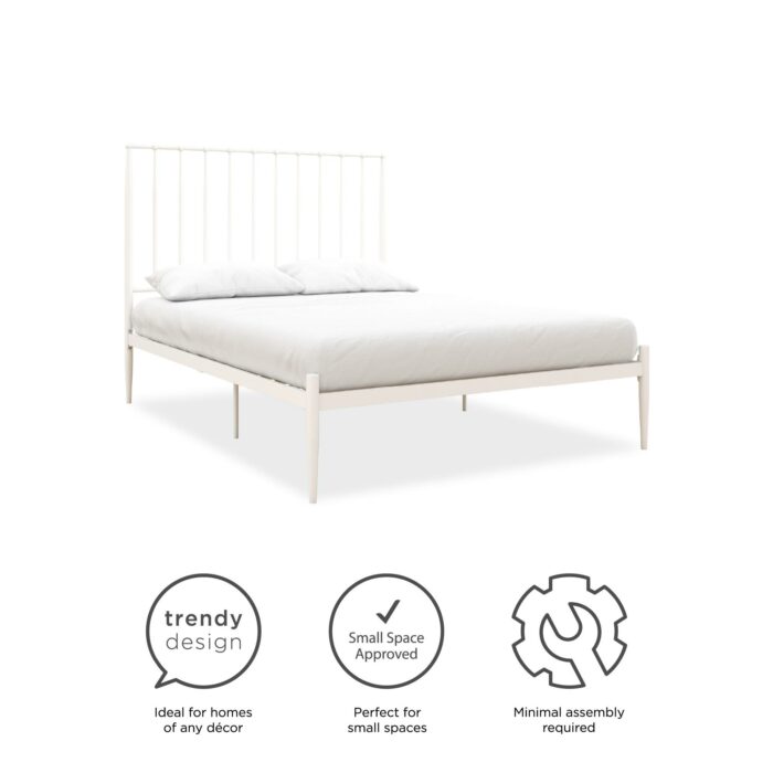 Dorel Giulia Modern Metal Bed - Double - White-30980