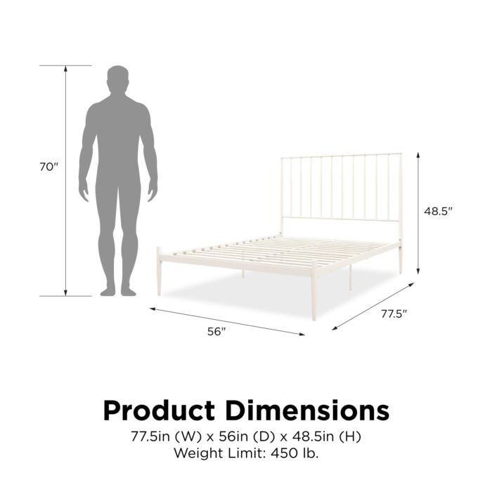 Dorel Giulia Modern Metal Bed - Double - White-30977