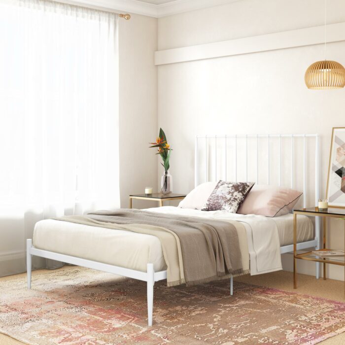 Dorel Giulia Modern Metal Bed - Double - White-30986