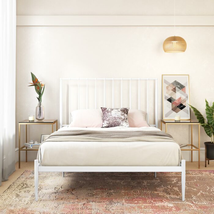 Dorel Giulia Modern Metal Bed - Double - White-30988