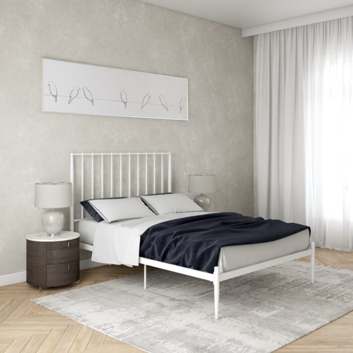 Dorel Giulia Modern Metal Bed - Double - White-30985
