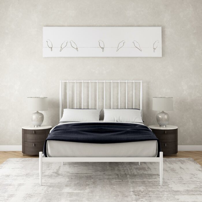 Dorel Giulia Modern Metal Bed - Double - White-30987