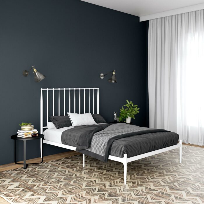 Dorel Giulia Modern Metal Bed - Double - White-30992