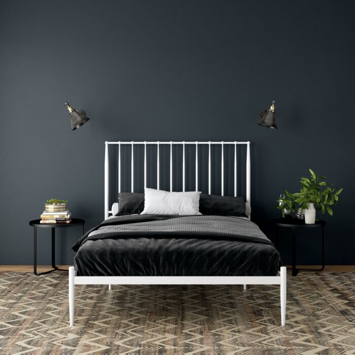 Dorel Giulia Modern Metal Bed - Double - White-30994