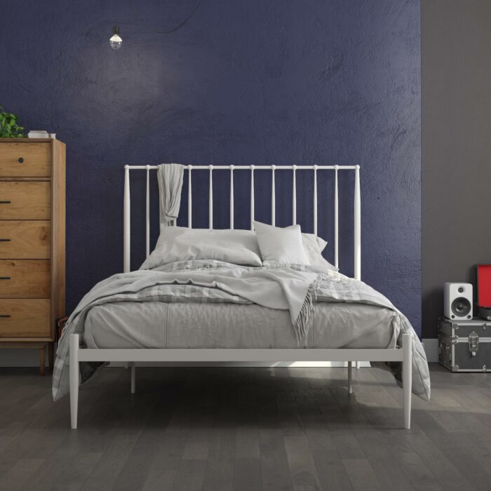Dorel Giulia Modern Metal Bed - Double - White-30990